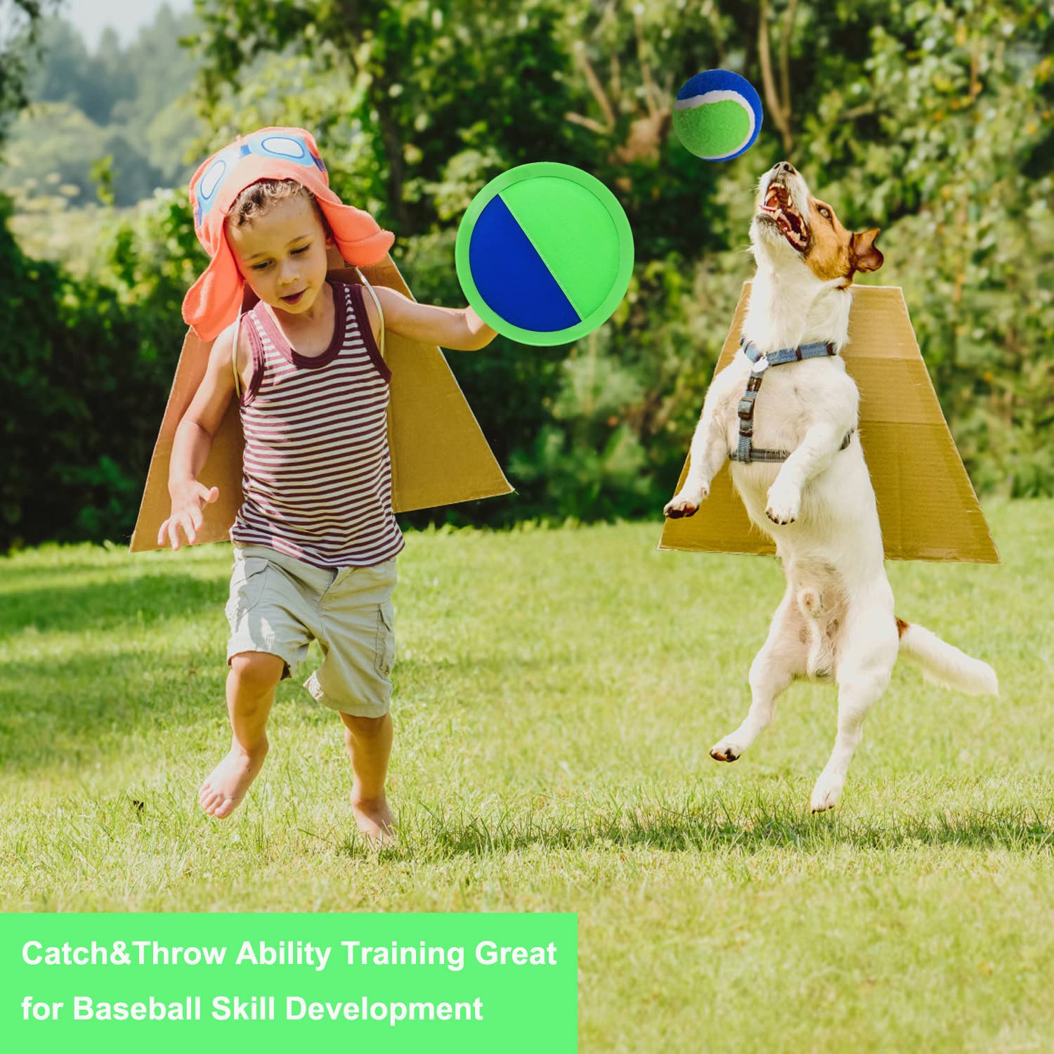 PULEEBO Upgraded Catch Ball Game - 8-Inch Toss and Catch Sticky Balls Set for Kids & Adults - Outdoor Beach Backyard Lawn Toy