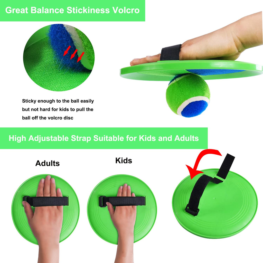 PULEEBO Upgraded Catch Ball Game - 8-Inch Toss and Catch Sticky Balls Set for Kids & Adults - Outdoor Beach Backyard Lawn Toy