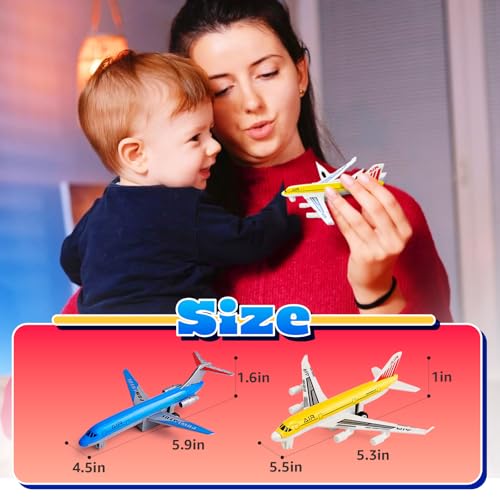 Pull-Back Airplane Toys for Toddlers – 2-Pack Die Cast Aircraft for Kids Ages 3-6