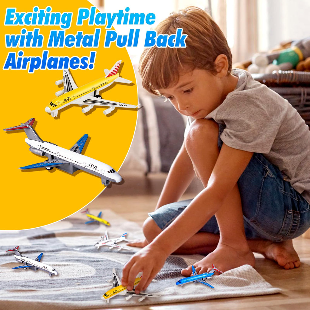 Pull-Back Airplane Toys for Toddlers – 2-Pack Die Cast Aircraft for Kids Ages 3-6