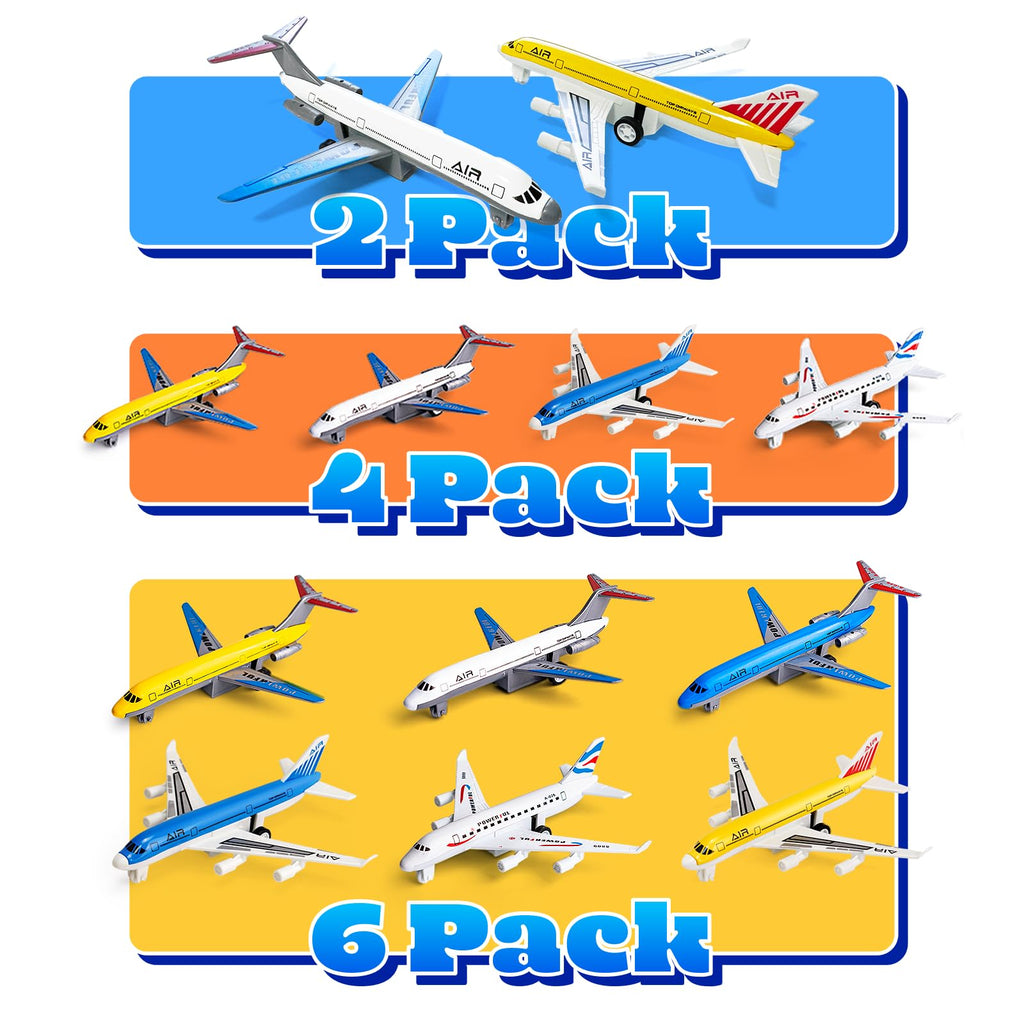 Pull-Back Airplane Toys for Toddlers – 2-Pack Die Cast Aircraft for Kids Ages 3-6