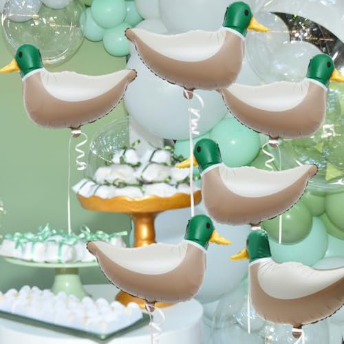 PullCrease 6 Pack Mallard Duck Foil Balloons – 28.3" Aluminum Foil Balloons for Duck Hunting Birthday Party Decor