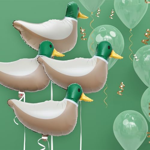 PullCrease 6 Pack Mallard Duck Foil Balloons – 28.3" Aluminum Foil Balloons for Duck Hunting Birthday Party Decor