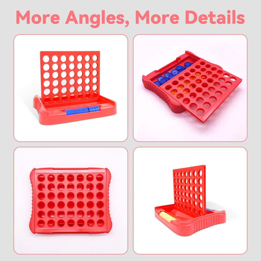 Pup Go 4 in a Row Game - Pink, Portable Foldable Travel Board Game for 2 Players