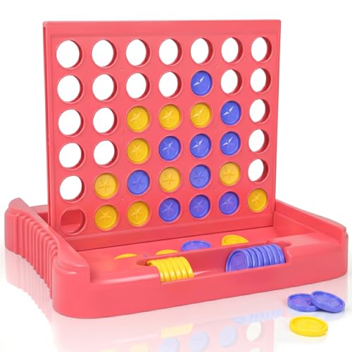 Pup Go 4 in a Row Game - Pink, Portable Foldable Travel Board Game for 2 Players
