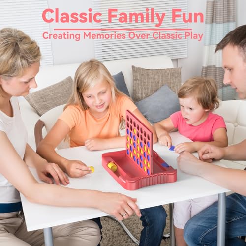 Pup Go 4 in a Row Game - Pink, Portable Foldable Travel Board Game for 2 Players