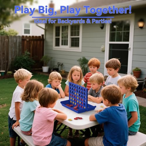 Pup Go Big Size 4 in a Row Game for Kids Ages 3+ | Foldable Tabletop Board Game with 6 Spare Discs | Indoor & Outdoor Family Fun