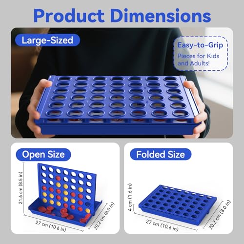 Pup Go Big Size 4 in a Row Game for Kids Ages 3+ | Foldable Tabletop Board Game with 6 Spare Discs | Indoor & Outdoor Family Fun