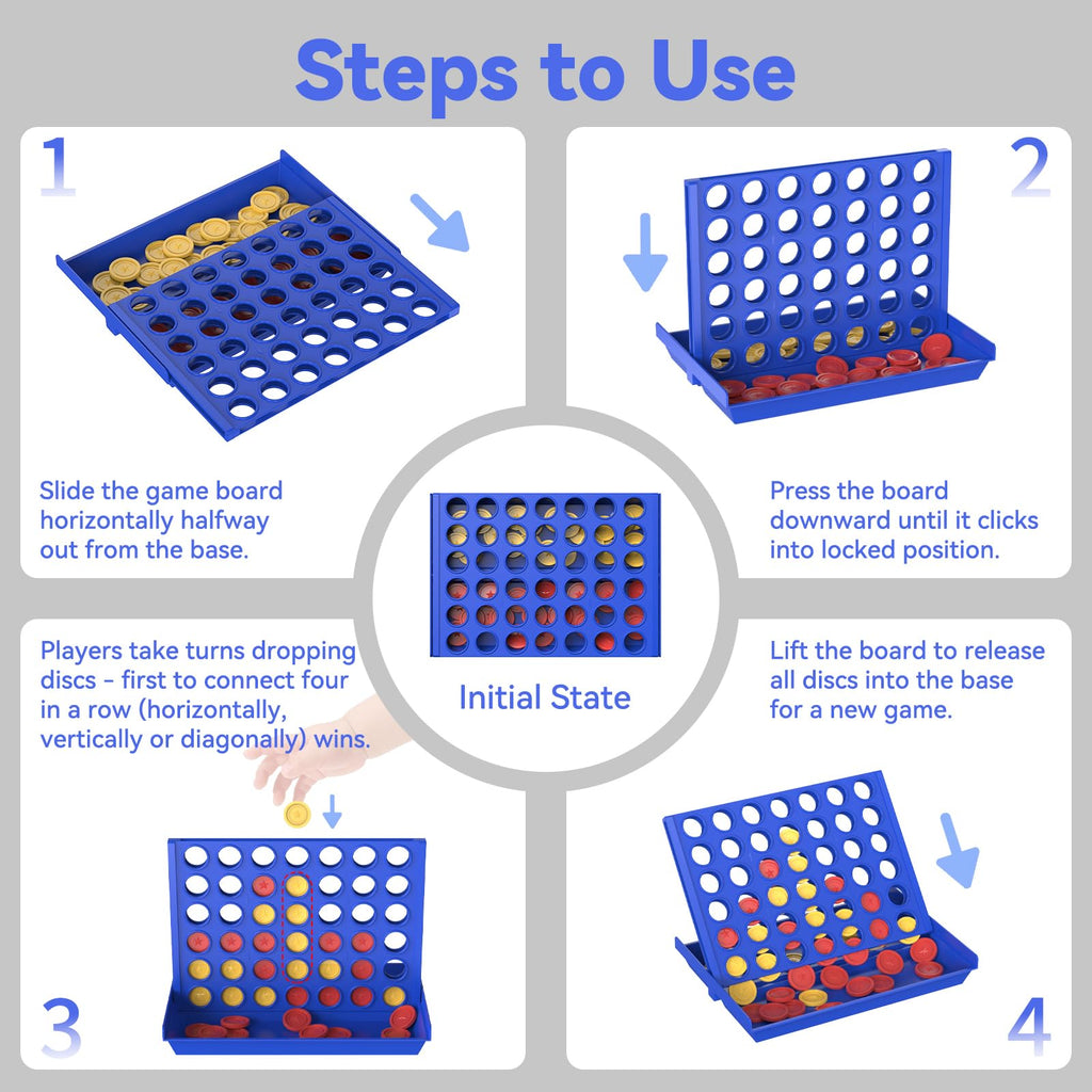 Pup Go Big Size 4 in a Row Game for Kids Ages 3+ | Foldable Tabletop Board Game with 6 Spare Discs | Indoor & Outdoor Family Fun