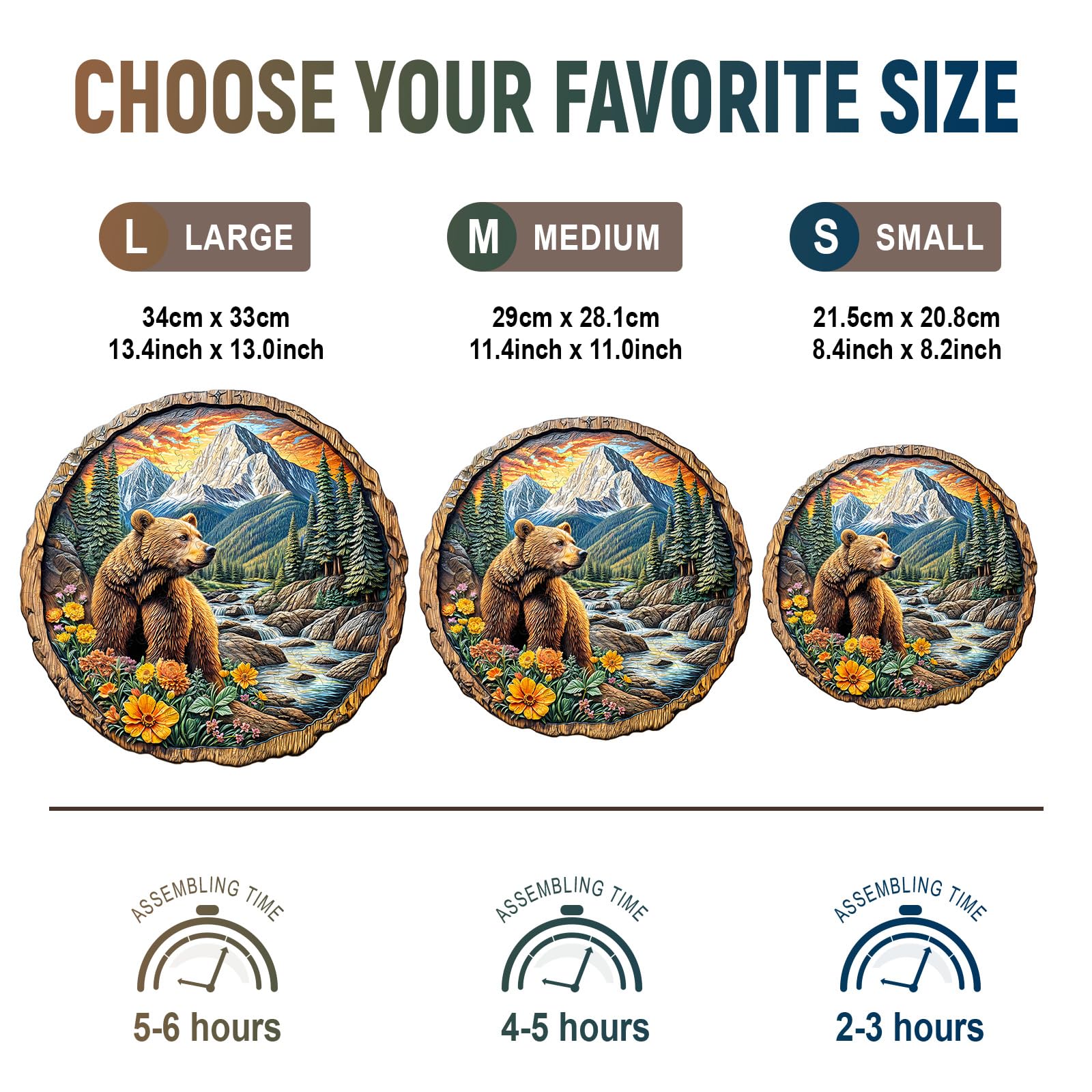 Purdicra Majestic Bear Wooden Jigsaw Puzzle – 290 Unique Pieces for Adult Challenge