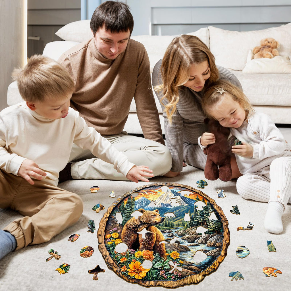 Purdicra Majestic Bear Wooden Jigsaw Puzzle – 290 Unique Pieces for Adult Challenge