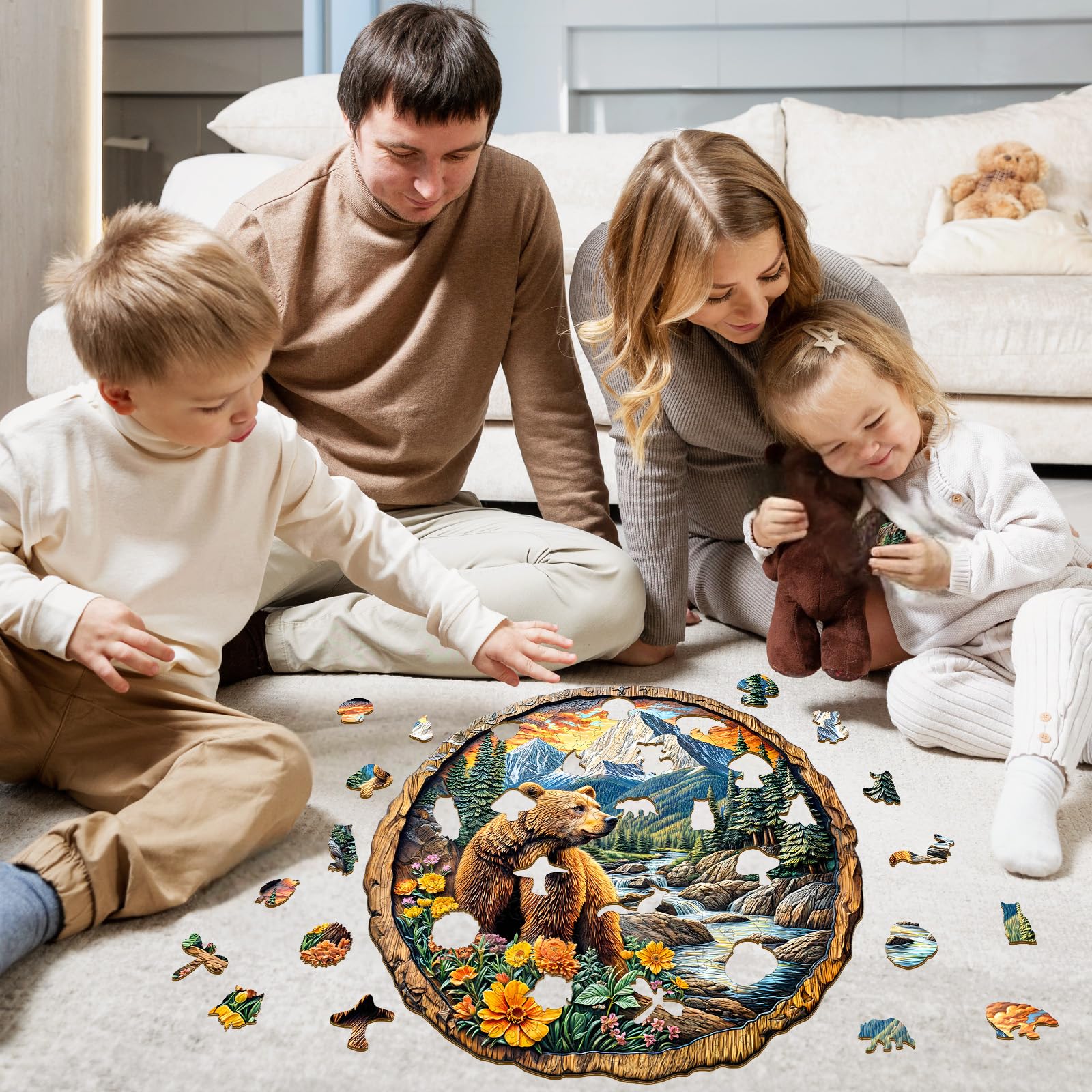 Purdicra Majestic Bear Wooden Jigsaw Puzzle – 290 Unique Pieces for Adult Challenge