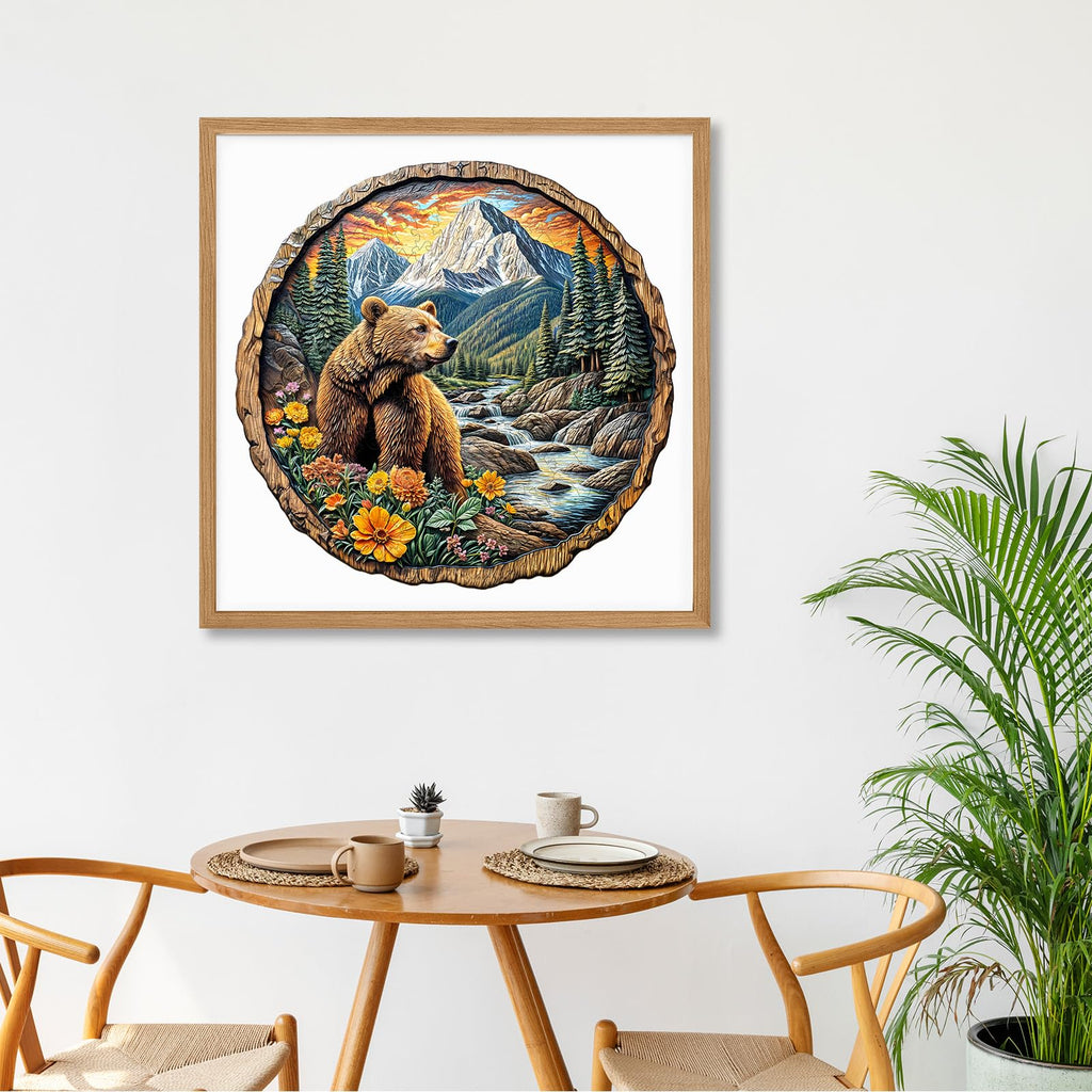 Purdicra Majestic Bear Wooden Jigsaw Puzzle – 290 Unique Pieces for Adult Challenge