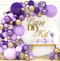 Purple and Gold Balloon Arch & Garland Kit - 100 Balloons with Confetti, Glue Dots, Strip, and Ribbon for Birthday or Graduation Party Decor