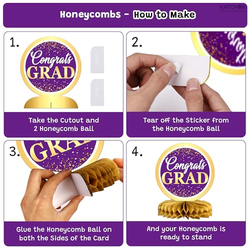 Purple and Gold Graduation Centerpieces 2026 – Pack of 9 Table Decorations KatchOn