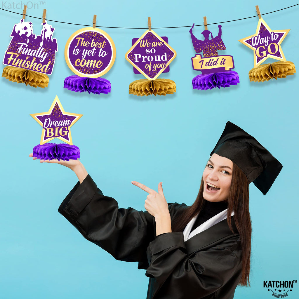Purple and Gold Graduation Centerpieces 2026 – Pack of 9 Table Decorations KatchOn