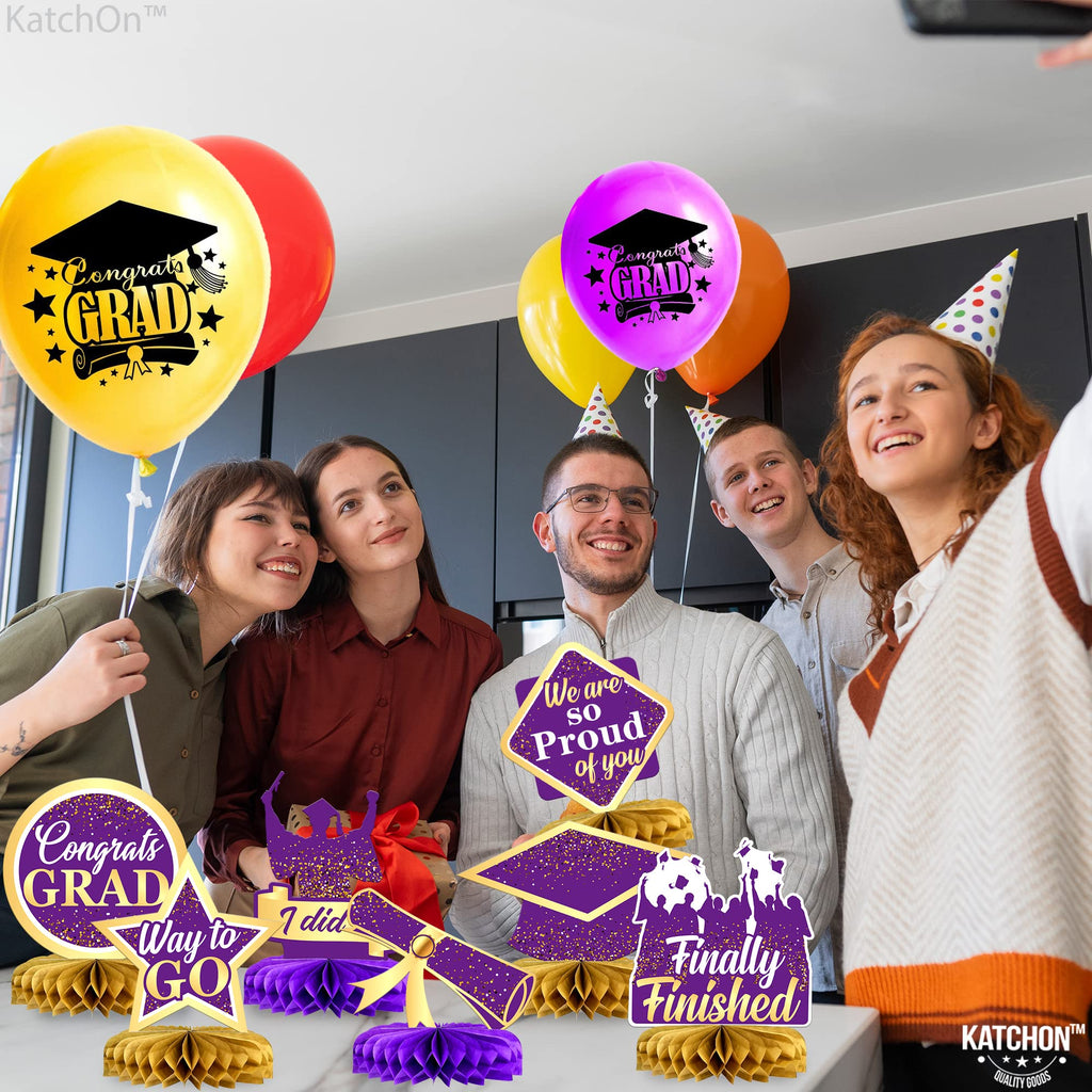 Purple and Gold Graduation Centerpieces 2026 – Pack of 9 Table Decorations KatchOn