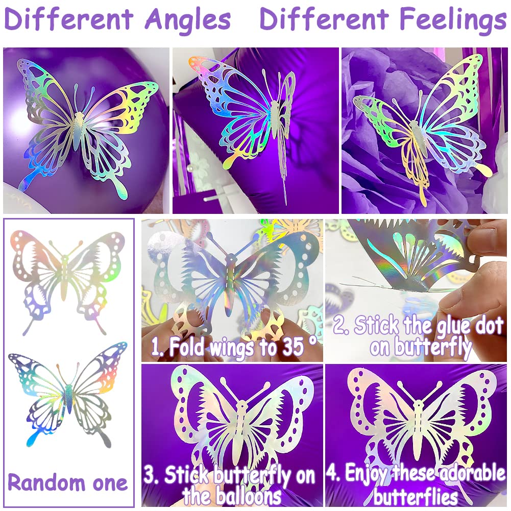 Purple and White Birthday Decorations Set – 61 Pieces with Butterflies, Banner, Pom Poms & Balloons for Women Girls Kids
