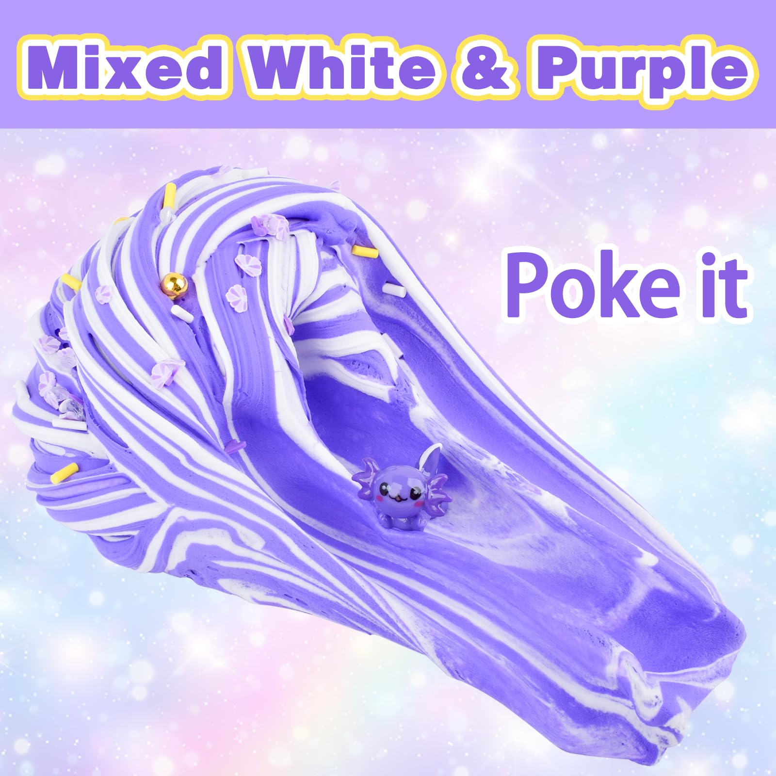 Purple Axolotl Butter Slime Kit – 300ml Scented Non-Sticky Slime with Charm & Stickers