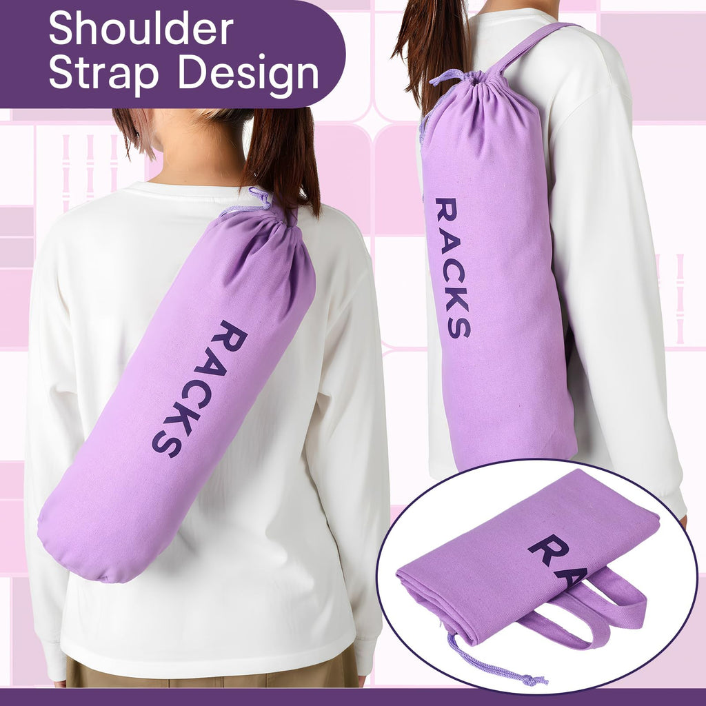Purple Canvas Drawstring Mahjong Rack Bag - 21x6.3 Inch Storage for Tiles & Pushers