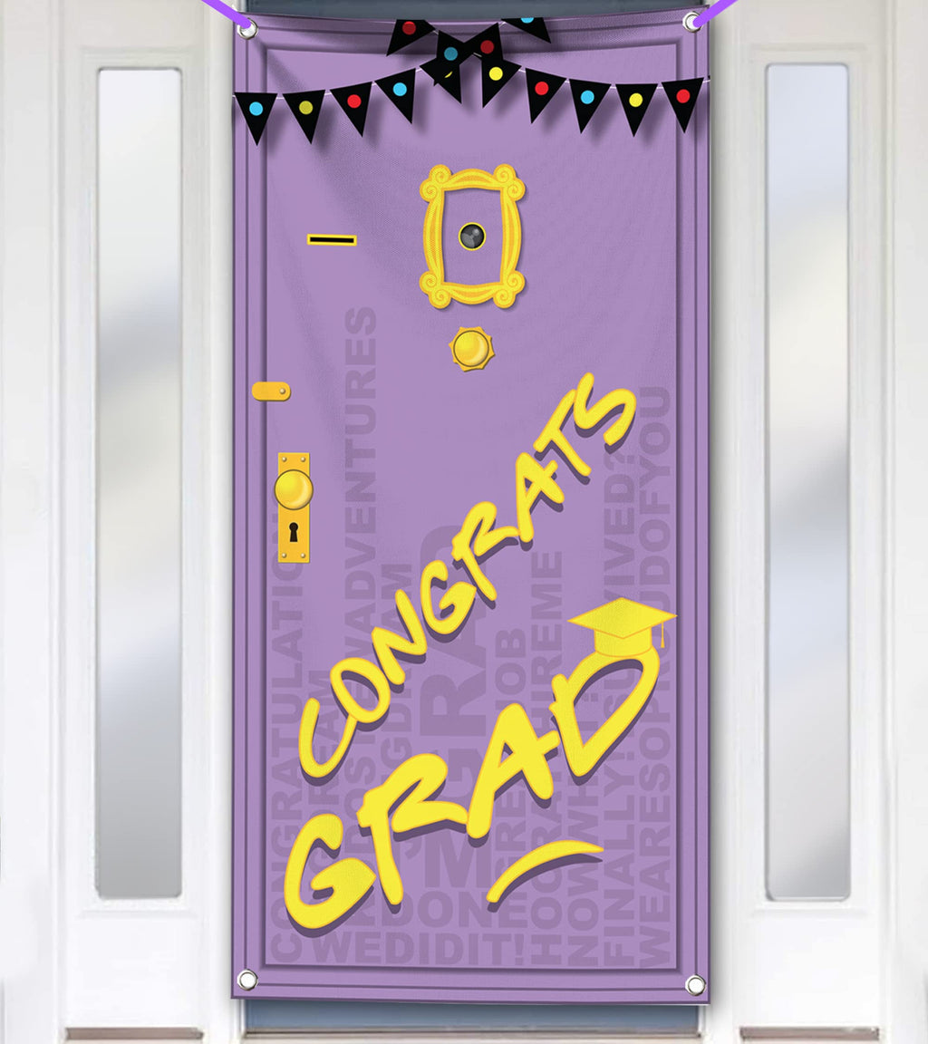 Purple Congrats Grad Banner 2026 - Large 74x36 Inch Graduation Door Banner for Class of 2026 Party Decorations by KatchOn