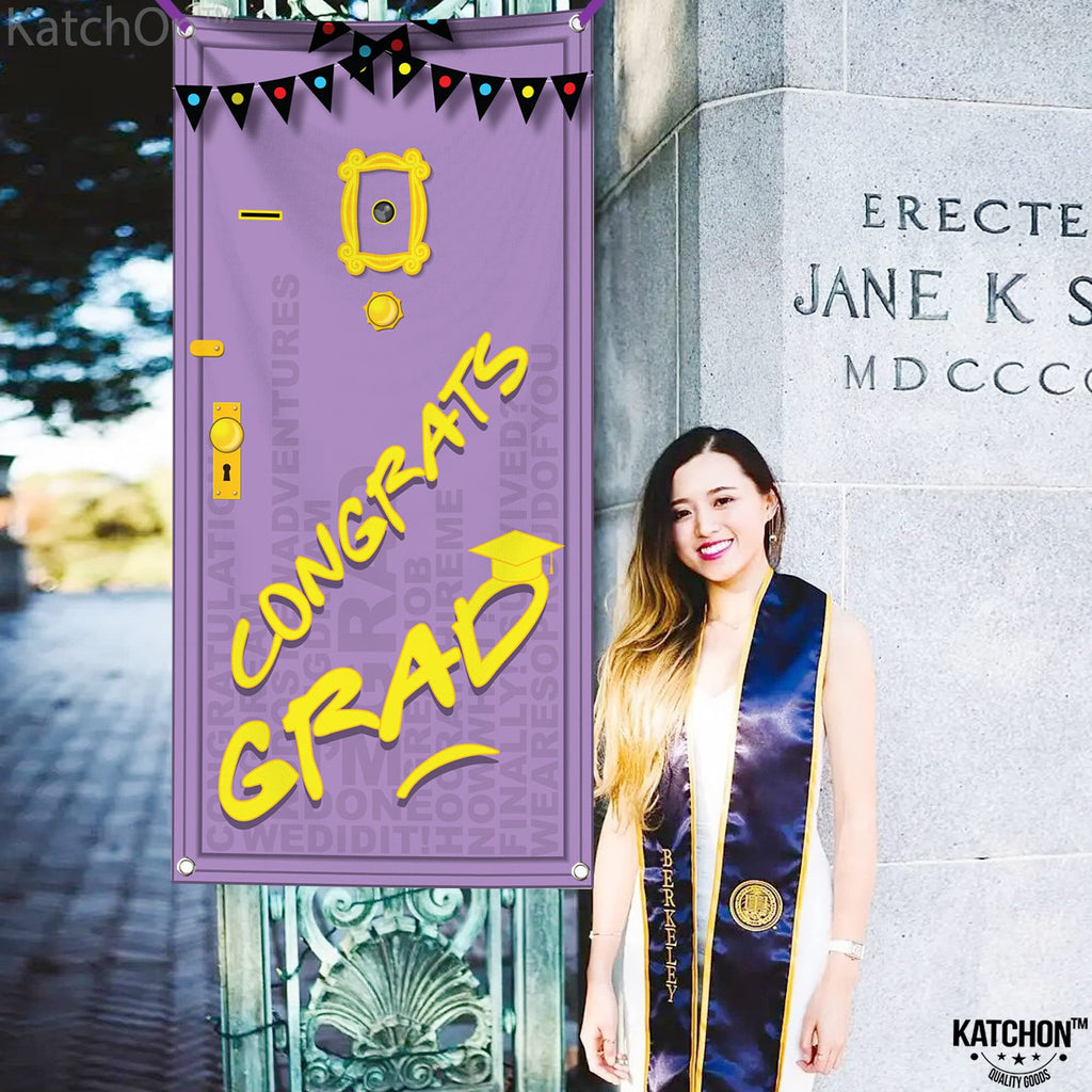 Purple Congrats Grad Banner 2026 - Large 74x36 Inch Graduation Door Banner for Class of 2026 Party Decorations by KatchOn
