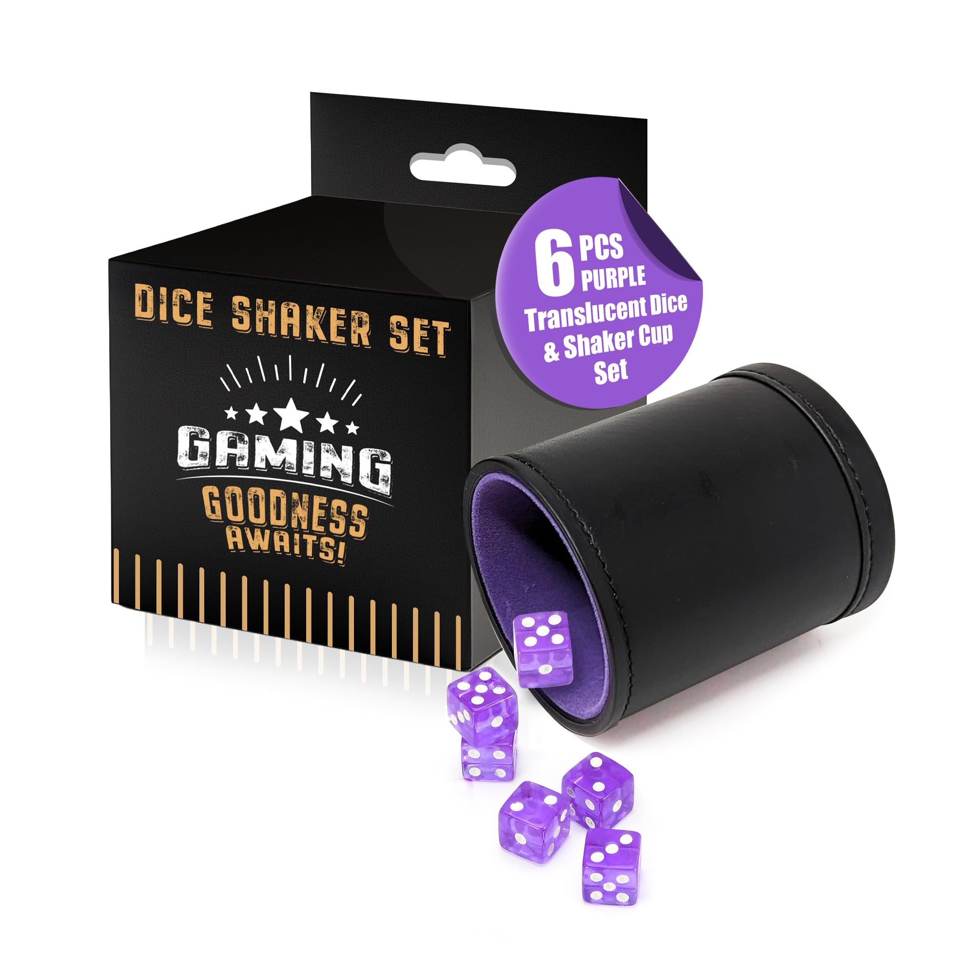 Purple Dice Shaker Cup with 6 Matching Translucent Dice – Harbor Loot