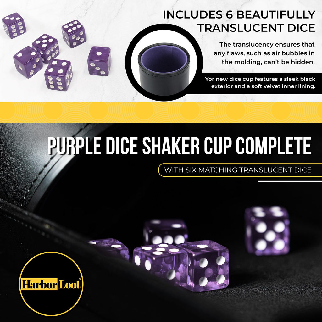 Purple Dice Shaker Cup with 6 Matching Translucent Dice – Harbor Loot