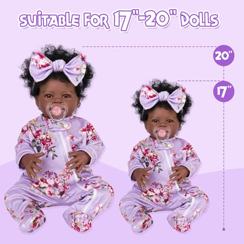 Purple Floral Jumpsuit and Headband Set for 17-20 Inch Reborn Baby Dolls – Aori