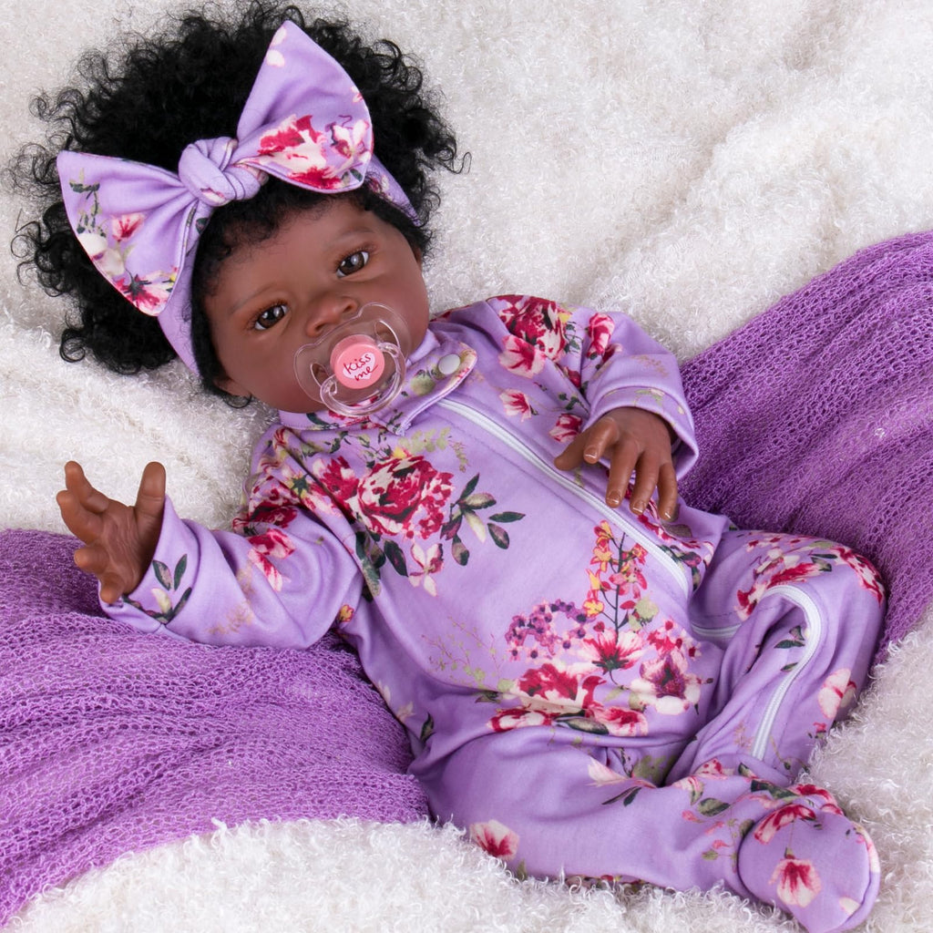 Purple Floral Jumpsuit and Headband Set for 17-20 Inch Reborn Baby Dolls – Aori
