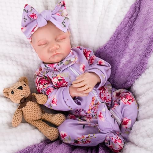 Purple Floral Jumpsuit and Headband Set for 17-20 Inch Reborn Baby Dolls – Aori