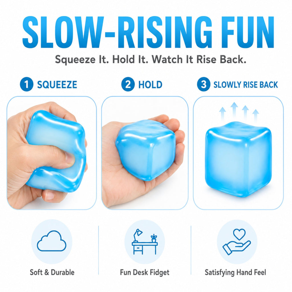 Purple Ice Cube Squishy Fidget Toy – Slow-Rising Sensory Stress Cube for Focus and Calm