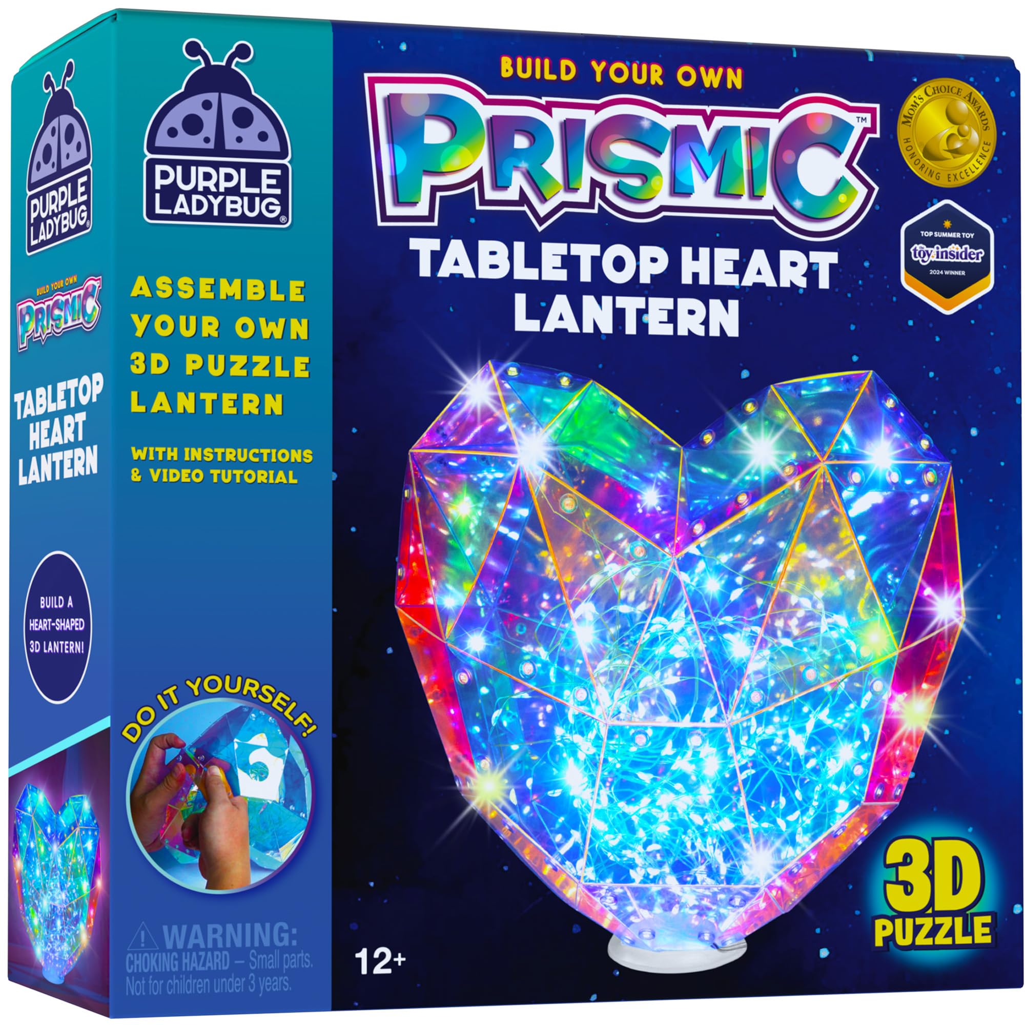 PURPLE LADYBUG 3D Heart Table Light DIY Kit for Kids 8+ – USB LED Lamp, Craft Gift for Tweens & Teens