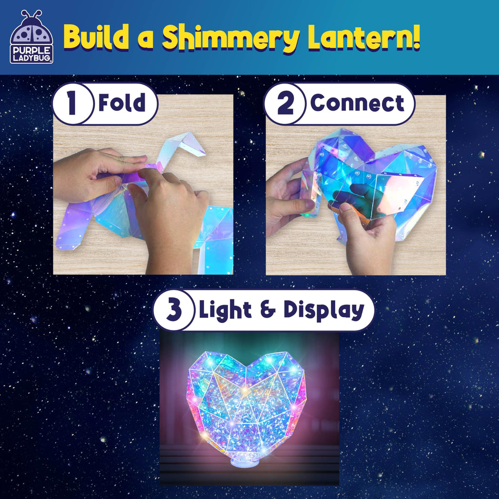 PURPLE LADYBUG 3D Heart Table Light DIY Kit for Kids 8+ – USB LED Lamp, Craft Gift for Tweens & Teens