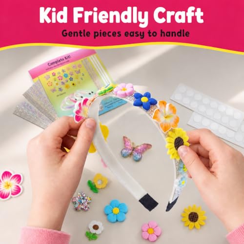 PURPLE LADYBUG Flower Headband Making Kit – DIY Craft Set for Girls Ages 5-9