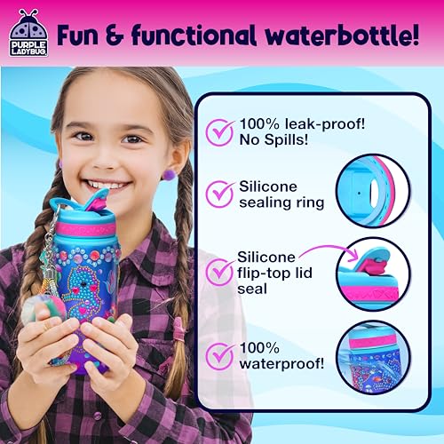 PURPLE LADYBUG Mermaid Water Bottle Decorating Kit for Girls Ages 5-10