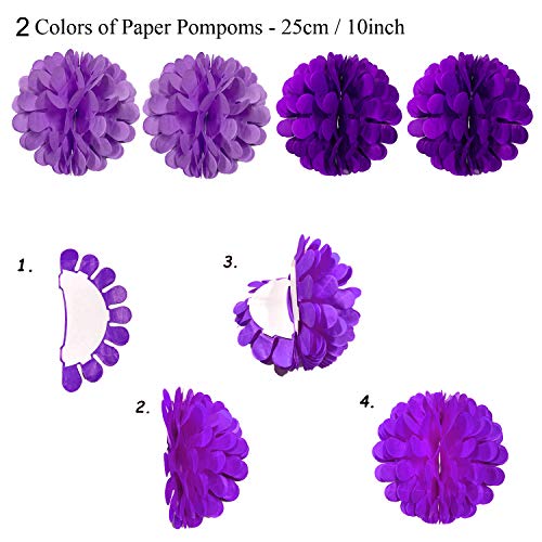 Purple Party Decorations Set – Birthday Banner, Curtains, Pompoms, Fans, Garland & Balloons