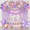 Purple Pink Butterfly Birthday Party Decorations Set - 97 Pieces with Balloons, Banner, Fringe Curtain, and More
