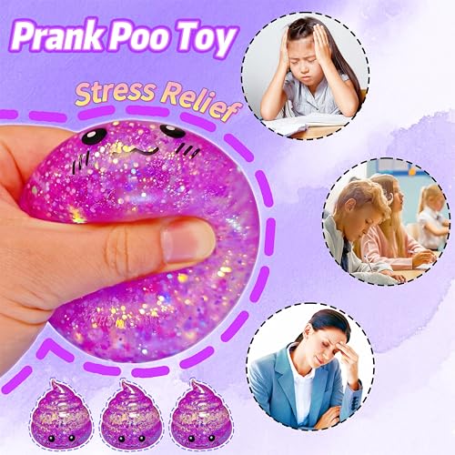 Purple Poop Stress Ball – Glitter Squishy Toy for Anxiety Relief by EVDERS