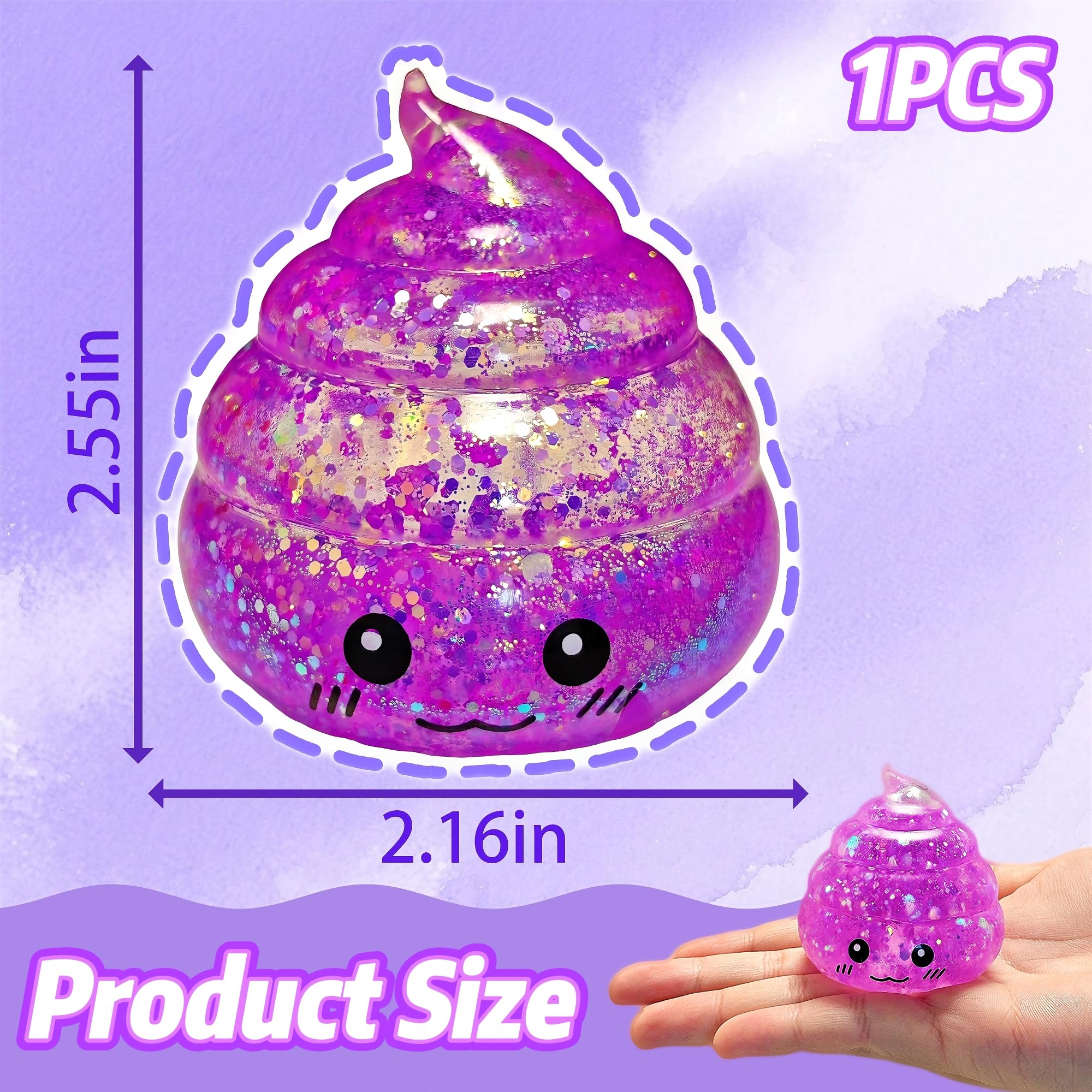 Purple Poop Stress Ball – Glitter Squishy Toy for Anxiety Relief by EVDERS