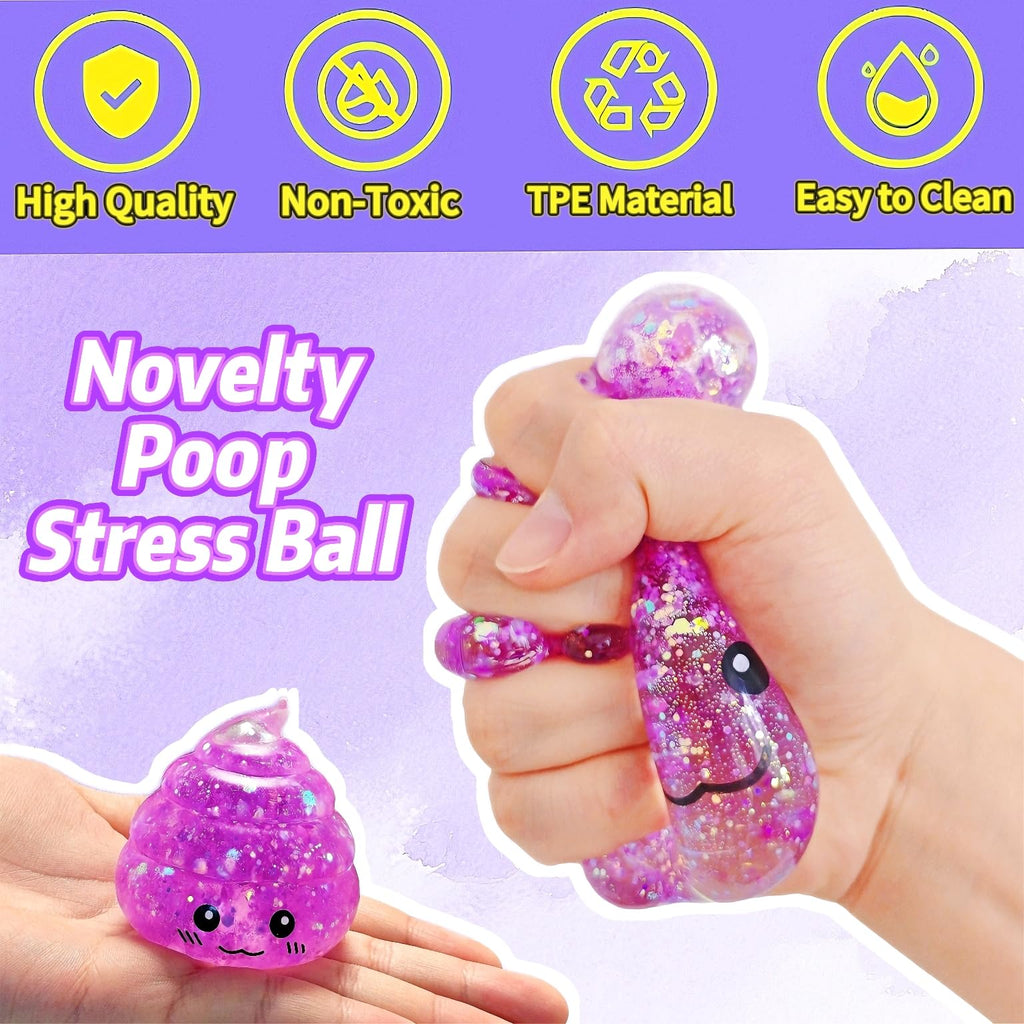 Purple Poop Stress Ball – Glitter Squishy Toy for Anxiety Relief by EVDERS