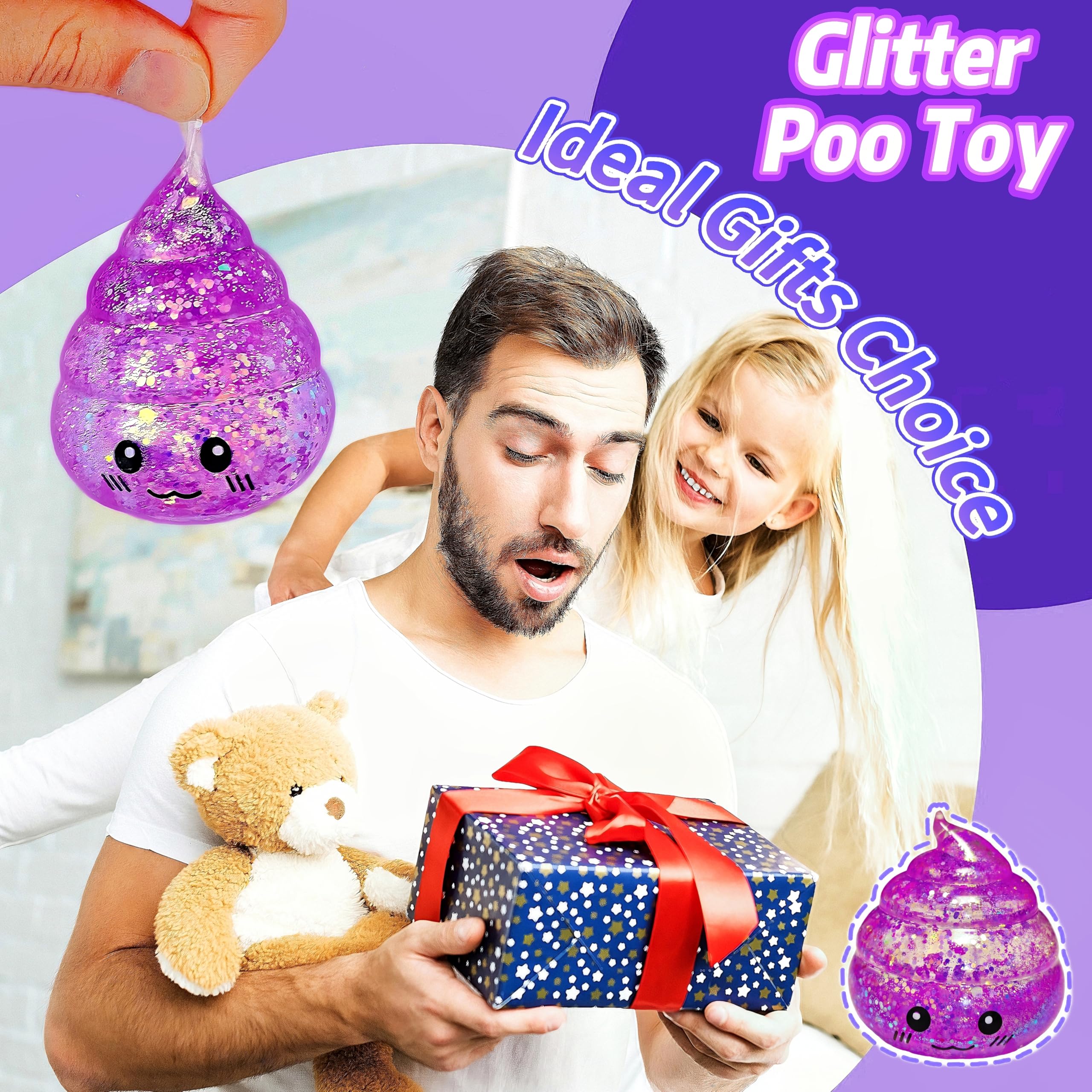 Purple Poop Stress Ball – Glitter Squishy Toy for Anxiety Relief by EVDERS