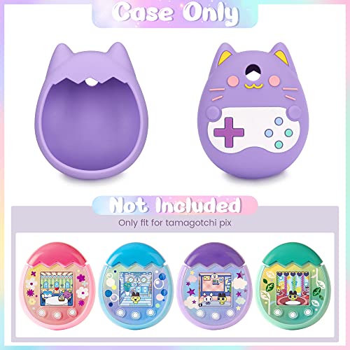 Purple Silicone Cover Compatible with Tamagotchi Pix – Includes Finger Lanyard by Meetikar