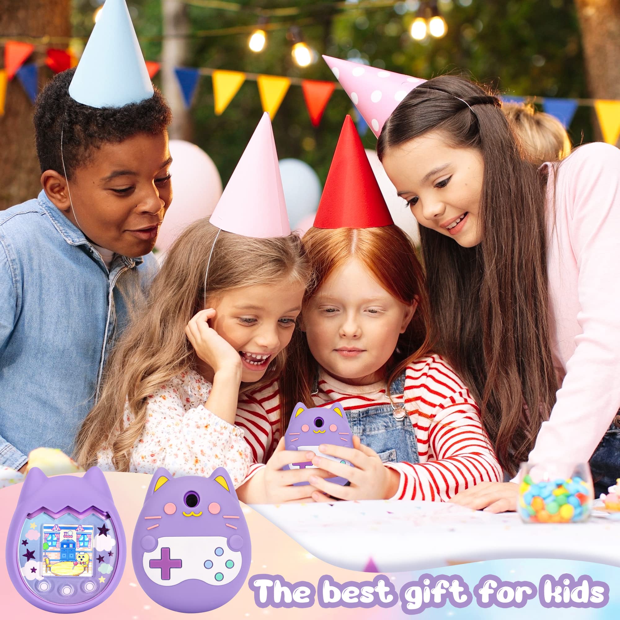 Purple Silicone Cover Compatible with Tamagotchi Pix – Includes Finger Lanyard by Meetikar