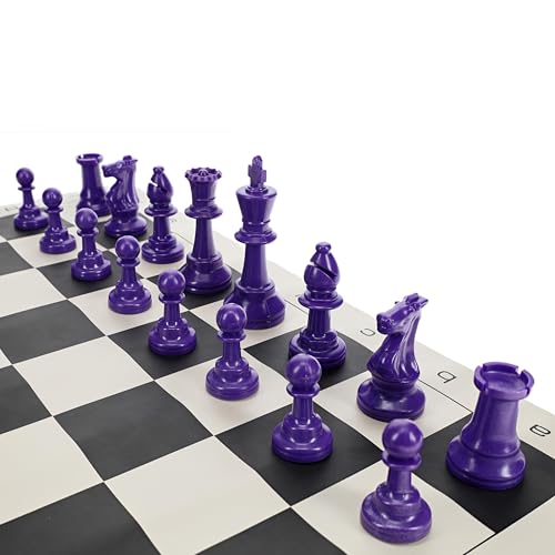 Purple WE Games Color Bright Plastic Staunton Tournament Chess Pieces – Half Set with 3.75" King