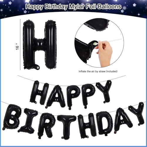 Purtarly 73-Piece Blue Black 13th Birthday Decorations Kit for Boys – Includes Banner, Foil Balloon, Tablecloth & More