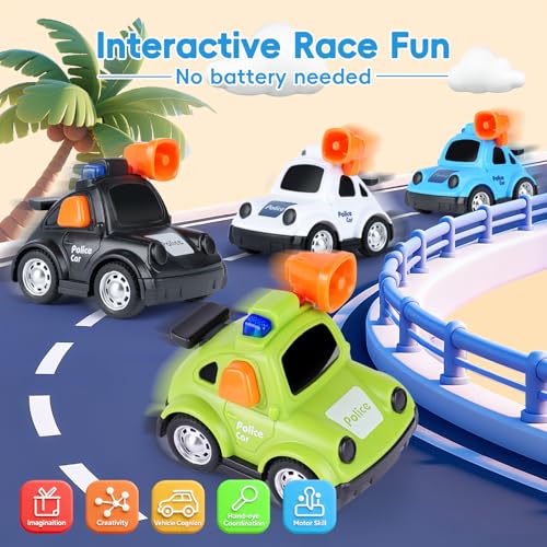 Push-and-Go Police Car Toy for Toddlers 1-3 – Friction Powered, No Batteries Needed