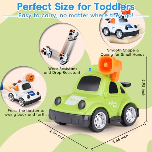 Push-and-Go Police Car Toy for Toddlers 1-3 – Friction Powered, No Batteries Needed