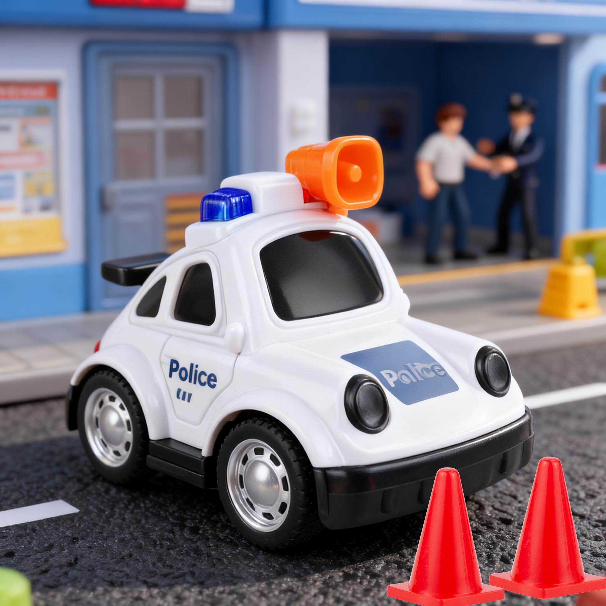 Push-and-Go Police Car Toy for Toddlers 1-3 – Friction Powered, No Batteries Needed