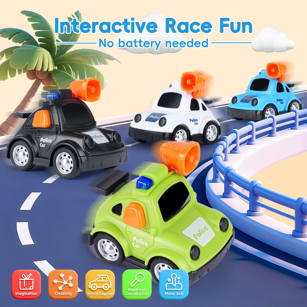 Push-and-Go Police Car Toy for Toddlers 1-3 – Friction Powered, No Batteries Needed